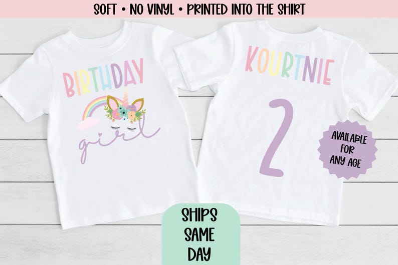 Unicorn Birthday Girl Shirt | Rainbow Birthday Shirt for Girls | Unicorn Birthday Outfit | Toddler Birthday Shirt Girl Birthday Tee Any Age Bild 6