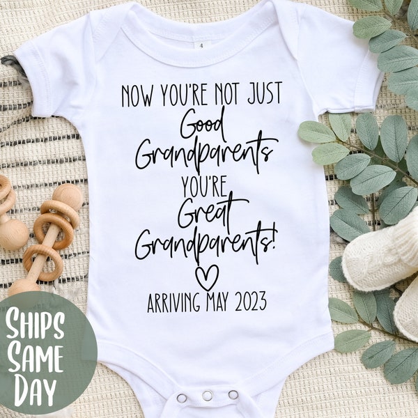 Great Grandparent Pregnancy Announcement Onesie®, Good Grandparents to Great Grandparents Baby Announcement Onesie®, Cute Baby Reveal