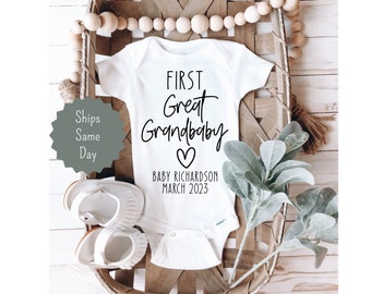 Baby Announcement Onesie® to Great Grandparent, First Great Grandbaby Personalized Pregnancy Announcement Onesie®, Great Grandchild Reveal