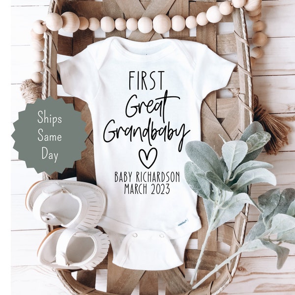 Baby Announcement Onesie® to Great Grandparent, First Great Grandbaby Personalized Pregnancy Announcement Onesie®, Great Grandchild Reveal