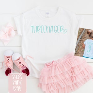 Threenager Toddler Shirt, Third Birthday Shirt, Kids Third Birthday Shirt, Cute Girls 3rd Birthday Gift