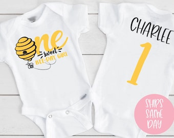 Sweet Bee-Day Girl Bodysuit, First Birthday Onsie