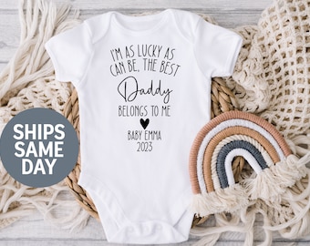 I'm As Lucky As Can Be The Best Daddy Belongs to Me Personalized Onesie®, Cute First Father's Day Gift Onesie®, Best New Dad Gift
