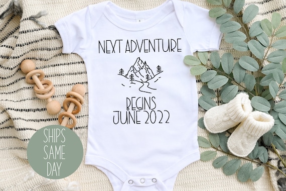 Baby Announcement Onesie Next Adventure Begins Onesie