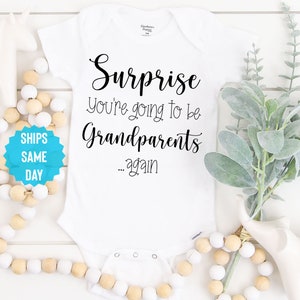 Baby Announcement to Grandparents Onesie®, Pregnancy Announcement Onesie ®, Surprise Grandparents Baby Announcement, Funny Cute Baby Reveal