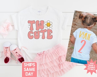Two Cute Birthday Shirt, 2rd Birthday Kids Shirt, Two Cute Second Birthday T-Shirt, Personalized Custom Name Retro Birthday Tee