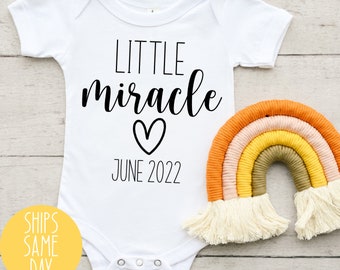 Little Miracle Baby Onesies®, Pregnancy Announcement Baby Bodysuit, IVF Baby Onesie®, Rainbow Baby Onesie® Personalized Announcement Onesie®