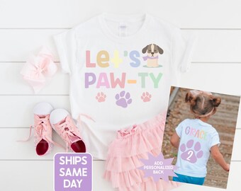 Let's pawty puppy birthday shirt, let's paw-ty, puppy birthday, dog birthday, puppy party, dog birthday party, pawty personalized shirt