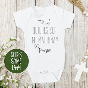 Quieres ser mi madrina baby onesie®, will you be my godmother onesie®, madrina onesie®, spanish baby onesie®, personalized baby onesie®