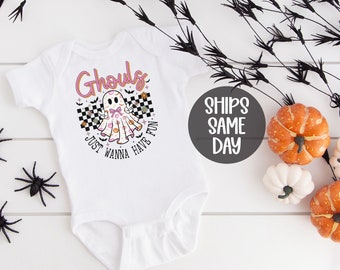 Halloween Baby Bodysuit, Ghouls Just Want to Have Fun Shirt, Cute Girls Halloween Romper, Funny Children's Halloween Ghost T-Shirt