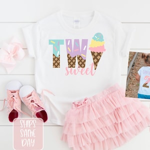 Two Sweet Birthday Shirt, 2rd Birthday Party, Ice Cream Shirt, Girls Boys Ice Cream Birthday, Kids Name Birthday Shirt, Second Birthday Top