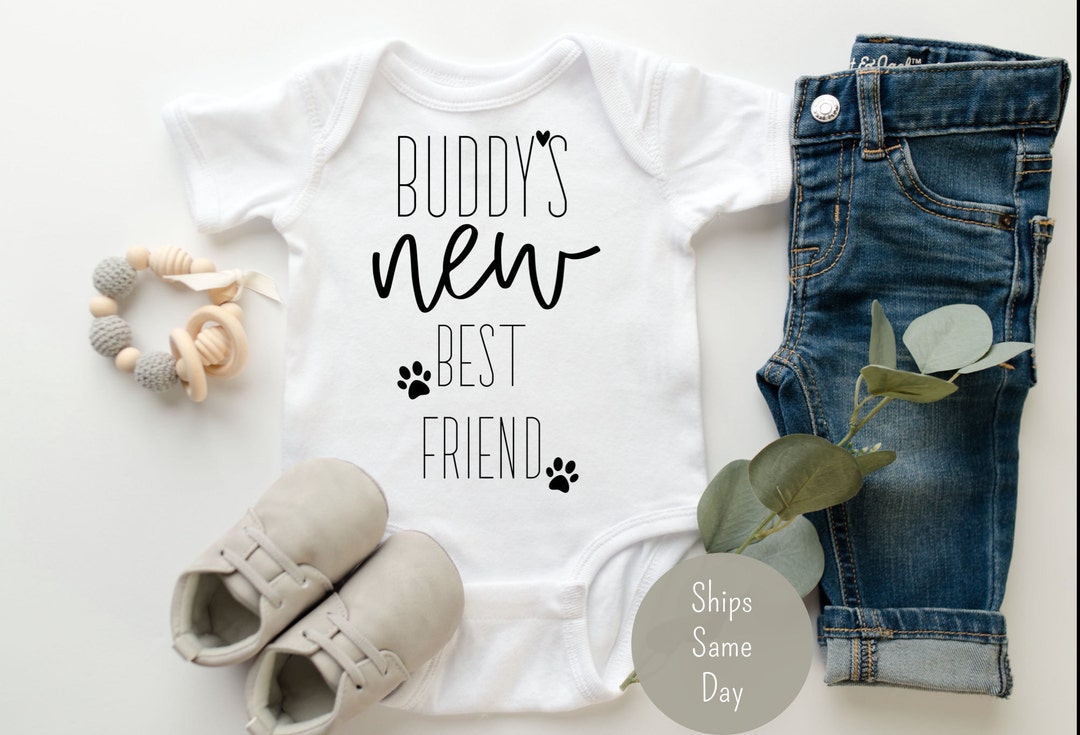Personalized Dog Name Baby Onesie®, Funny Baby Onesies, Custom My New Best Friend Bodysuits