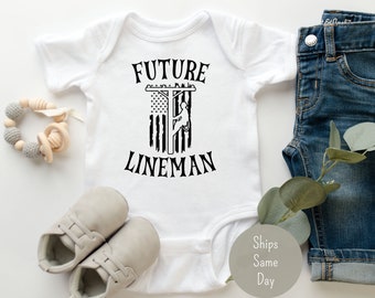 Lineman Baby Onesie®, Future Lineman Flag Onesie®, Father's Day Onesie, Baby Shower Gift, Baby Girl Onesie®, Baby Boy Onesie®, Toddler Shirt
