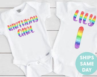 Rainbow Birthday Girl Bodysuit: Personalized First Birthday Shirt