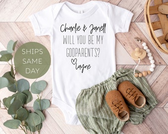 Will You Be My Godparents Personalized Onesie®, Pregnancy Announcement Onesie®, Baby Announcement Onesie®, Custom Godparent Proposal