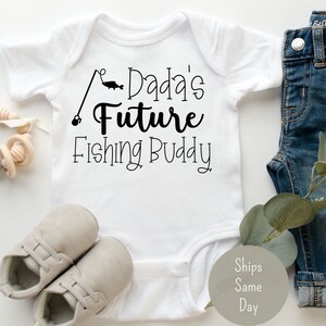 Fishing Baby Onesie®, Dada&#39;s Future Fishing Buddy Onesie®, Funny Fishing Onesie® for Baby, Cute Fishing Bodysuit for Baby, Baby Shower Gift
