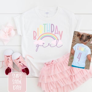 Rainbow Birthday Girl Shirt, Girl Birthday Shirt, Personalized Girls Birthday T-Shirt, Rainbow Girls Birthday Shirt, Rainbow Themed Party