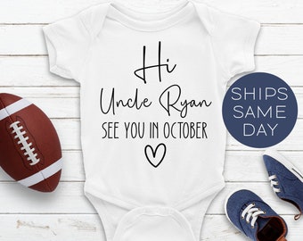 Baby Announcement Onesie®, Hi Uncle Personalized Pregnancy Announcement Onesie®, Uncle Custom Baby Onesie®, Cute Brother Baby Reveal