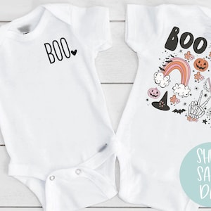 Halloween Boo Baby Onesie®, Cute Halloween Baby Bodysuit, Boo Shirt, Halloween Ghost Front Back Onsie Baby Toddler Shirt