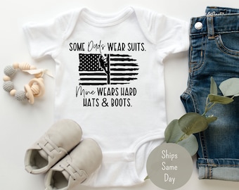 Lineman Baby Onesie®, Some Dads Wear Suits Mine Wears Hard Hats and Boots Onesie® Baby Girl Onesie®, Baby Boy Onesie®, Toddler Lineman Shirt