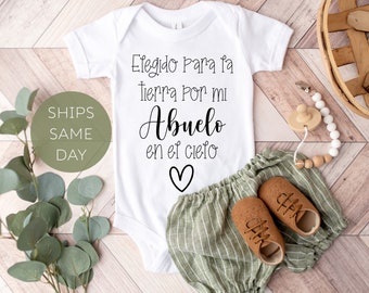 Elegido para la tierra por mis abuelo en el cielo Onesie®, Spanish Pregnancy Announcement Onesie®, Grandparents Announcement Onesie®