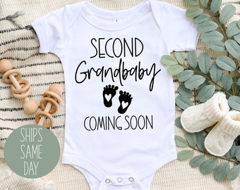 Baby Announcement Onesie® to Grandparents, Second Grandbaby Pregnancy Announcement Onesie®, Cute Baby Announcement, Grandparent Reveal