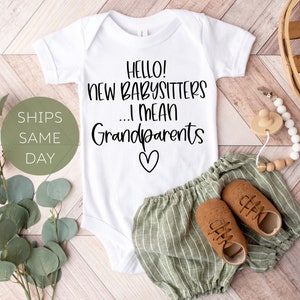 Baby Announcement to Grandparents Onesie®, Pregnancy Announcement Onesie ®, Surprise Grandparents Baby Announcement, Funny Cute Hello Reveal