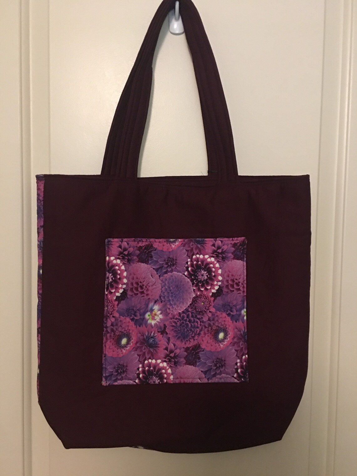 Purple and Pink Flowers Tote Bag Etsy