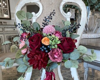 Burgundy and Dusty rose bridal bouquet