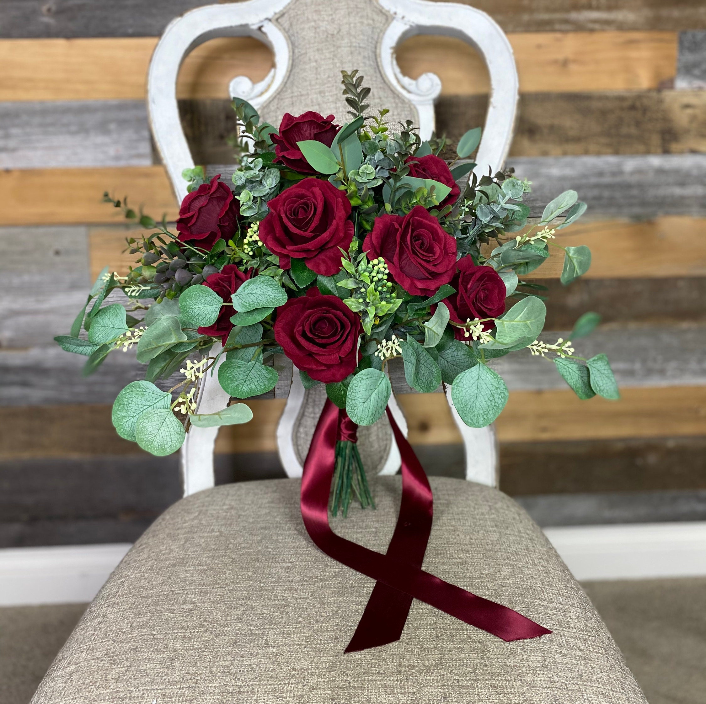 Deep Red Rose Wedding Bouquet