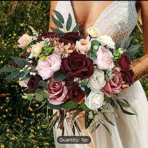Burgundy and Blush bridal bouquet, Pink and burgundy wedding bouquet