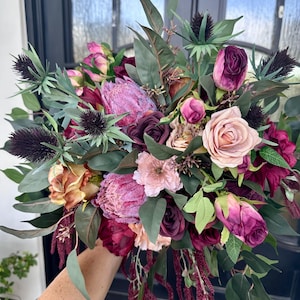 Burgundy bridal bouquet, artificial bouquet