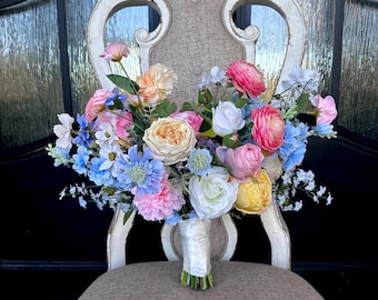Spring and summer bridal bouquet/ Silk wedding flowers