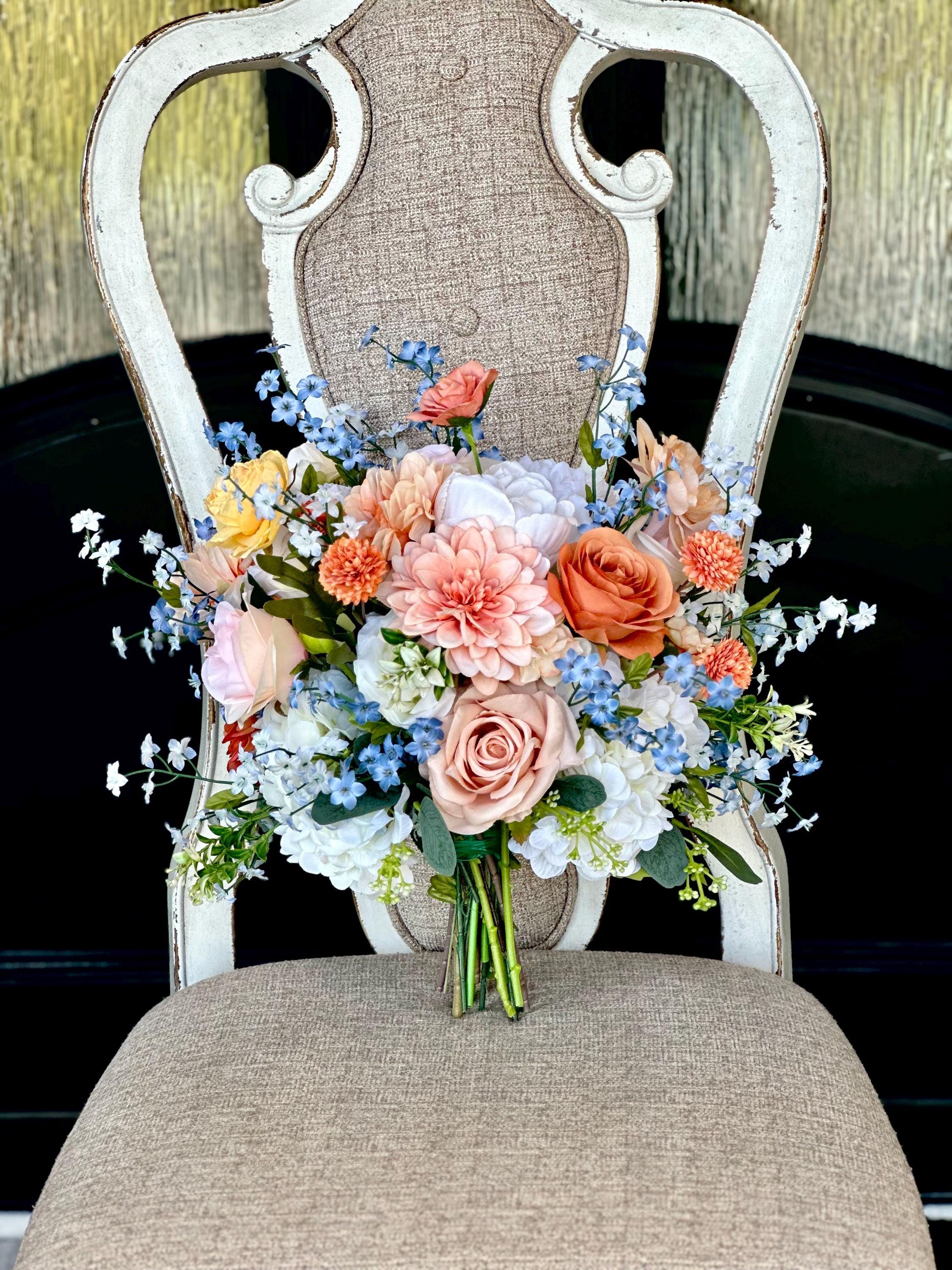 Wedding Flowers:terracotta, Blush,cream and Dusty Blue Silk  display picture 2
