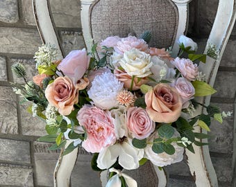 Blush and white Wedding bouquet/Garden style bouquet/ Wedding flowers
