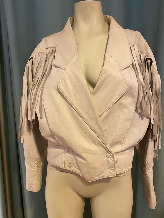 80's White Fringe Leather