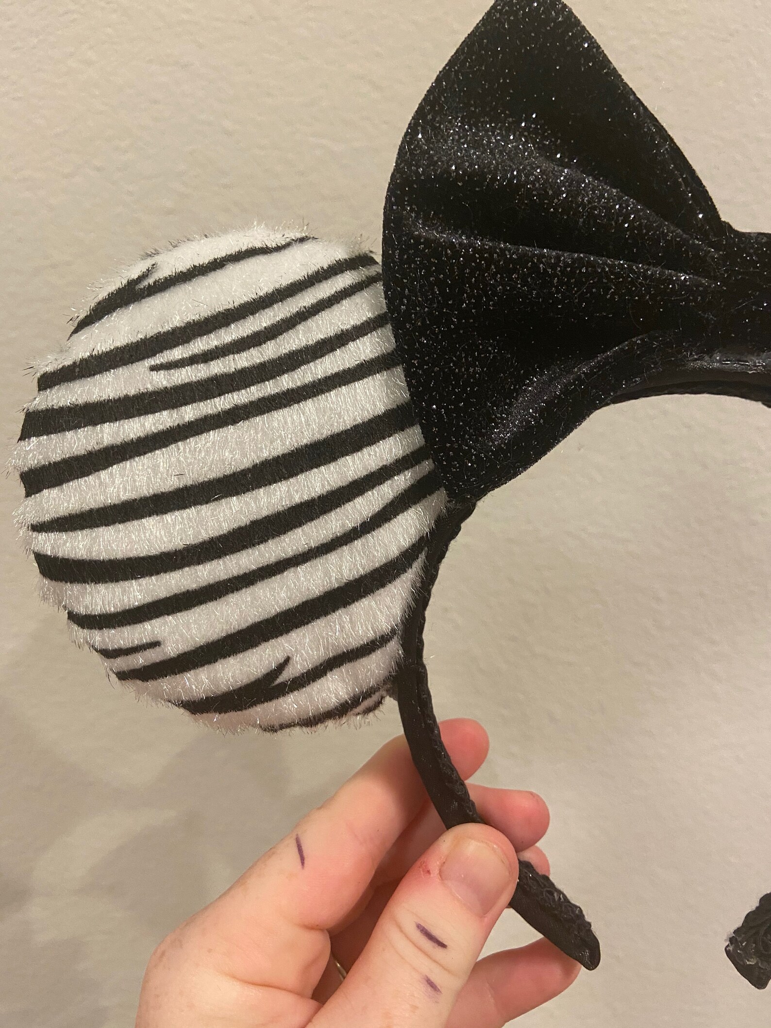 Zebra Print Ears with Sparkly Black Bow Etsy