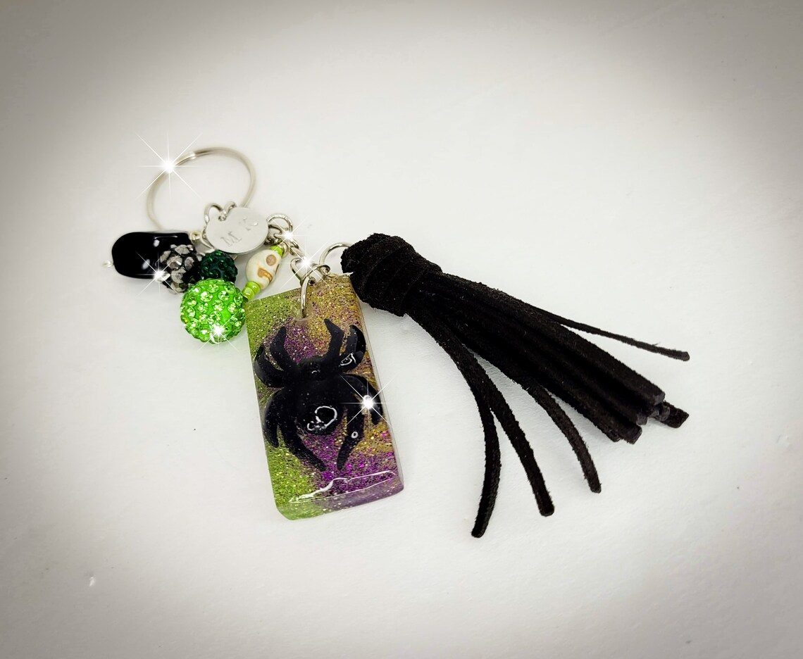 Spider On Wall Keyfob Keychain Embroidery