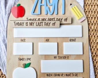First Day of School Board, Personalised Kids Photo Prop, Back to School Sign, Custom Classroom Milestone, School Memory Keepsake