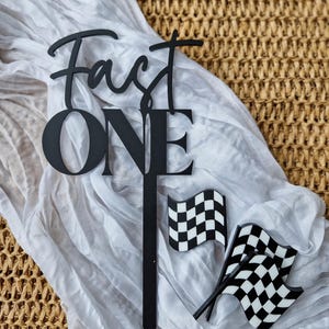 Fast One Cake Topper: Racing Theme, Custom Name & Age