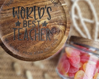 Personalised Teacher Lolly Jar, Custom Candy Jar Gift, Teacher Appreciation Present, End of Year Thank You Gift, Back to School Treat Jar
