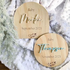 Personalized Baby Announcement Plaque: Minimalist Plywood Name Sign