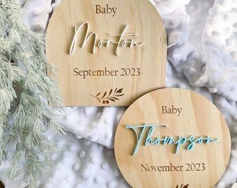 Baby Announcement Plaque, Newborn Birth Announcement Sign, Personalised Baby Name Keepsake, Nursery Wall Decor, Baby Gift Idea