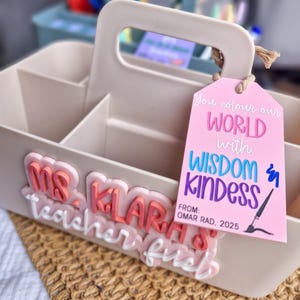 Personalised Teacher Fuel Caddy, Custom Desk Organiser, Teacher Appreciation Gift, Back to School Present, Classroom Supplies Holder