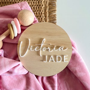 Personalized Baby Announcement Plaque: 3mm Plywood Birth Keepsake