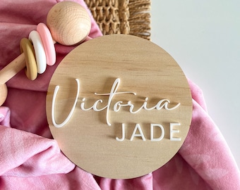 Baby Announcement Plaque - Name, Birth Announcement, Name Announcement, Minimalist, Birth Plaque, Name Plaque, Baby Name