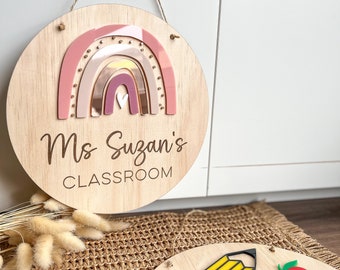 Personalised Teacher Door Sign, Custom Classroom Door Decor, Teacher Name Sign, Welcome to My Classroom Plaque, Back to School Teacher Gift