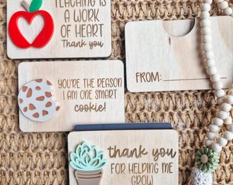 Personalised Teacher Gift Card Holder, Custom Thank You Gift, Teacher Appreciation Present, End of Year Teacher Card Display