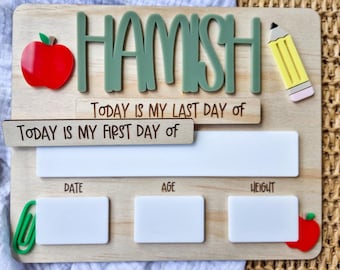 First Day of School Board, Personalised Kids Photo Prop, Back to School Sign, Custom Classroom Milestone, School Memory Keepsake