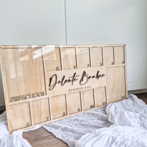 My School Years Photo Board, Personalised School Photo Frame, School Memory Board, Custom Name Photo Display, Plywood Frame